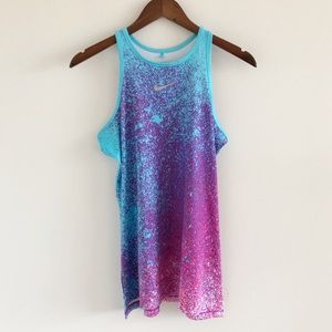 Nike Golf Teal Pink Purple Print Tank Top Medium